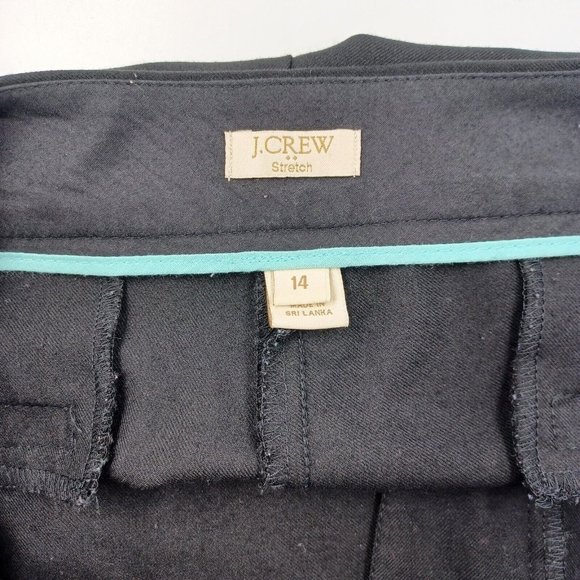 J Crew Womens Bi Stretch Wool Blend Side Stripe Trousers Black w Pockets size 14 - Picture 11 of 13
